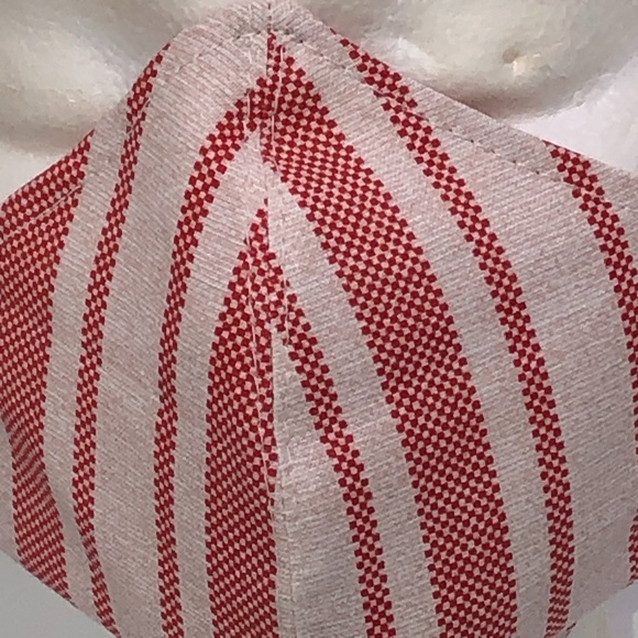 REUSABLE WASHABLE 100% Cotton Red Stripe Face Mask - Picture 4 of 16